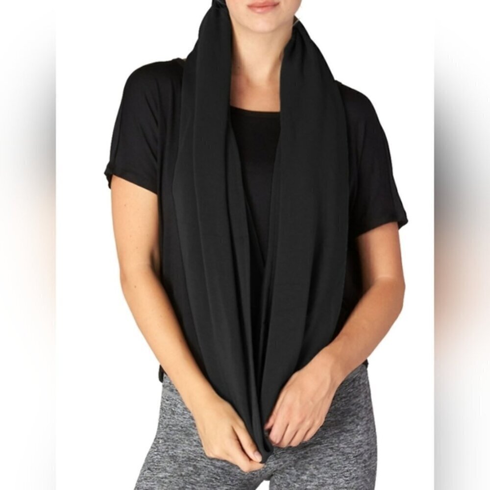 Beyond Yoga Black Infinity Scarf with Hidden Pocket